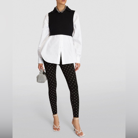 Alexander Wang Crystal Logo Legging -Size Small - Picture 1 of 6